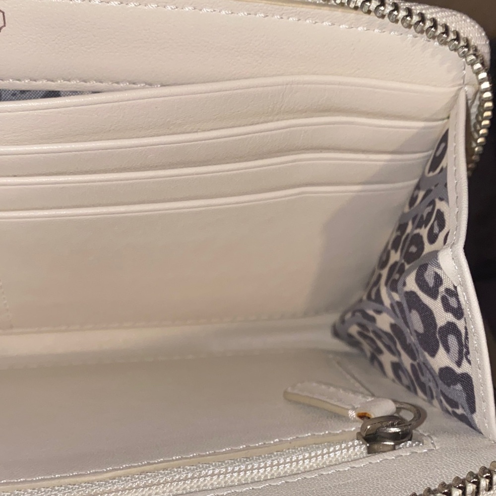 Coach Poppy Mustard Yellow & Cream Wristlet Wallet with Ocelot interior - Picture 9 of 16